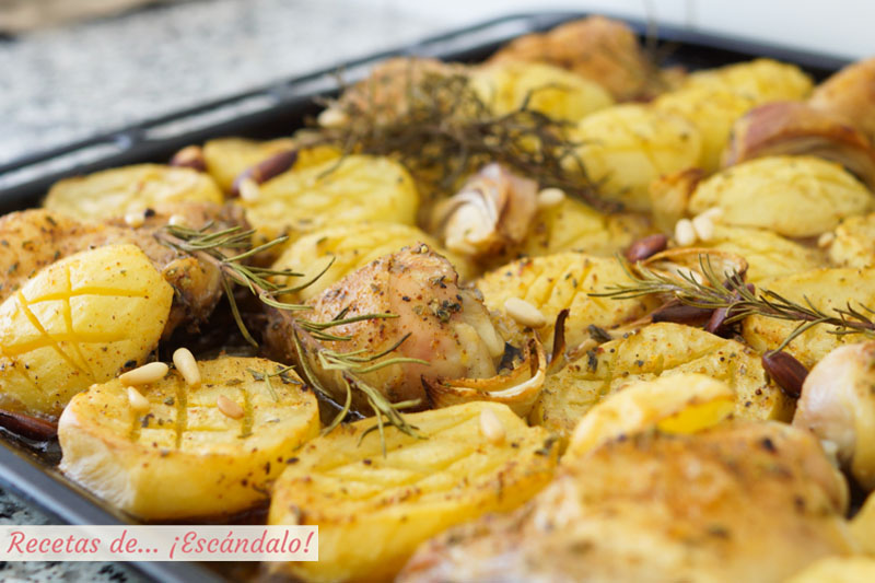 Asado de pollo con patatas