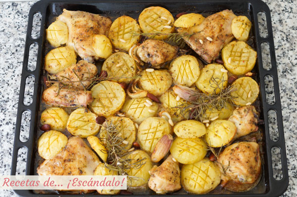 Como hacer asado de pollo con patatas