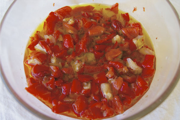 Receta de ensalada de bacalao con pimientos rojos asados