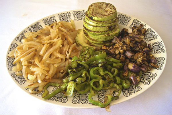 Verduras para pizza vegetariana
