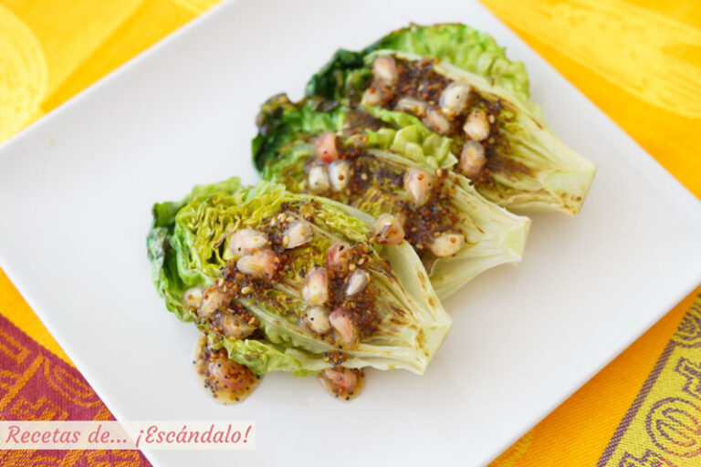 Cogollos a la plancha con salsa de miel y mostaza