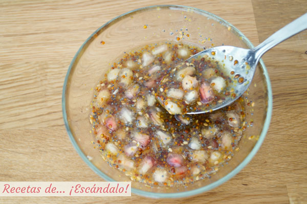 Receta de salsa de miel y mostaza con granada