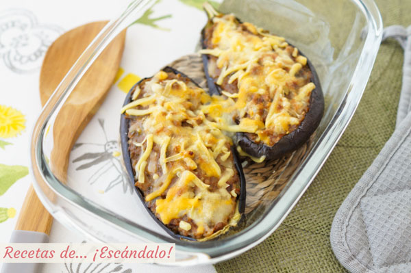 Receta de berenjenas rellenas de carne picada al microondas