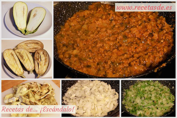 Receta de berenjenas rellenas de carne picada al microondas