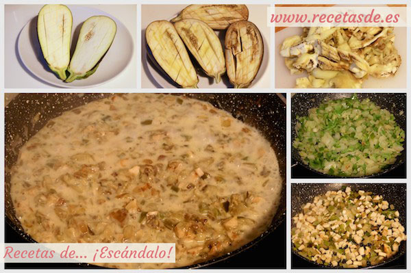 Receta de berenjenas rellenas de pollo y roquefort