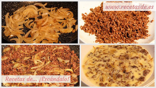 Receta de revuelto de morcilla de Burgos con cebolla y espárragos