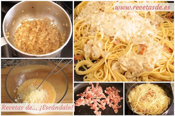 Cómo hacer espaguetis a la carbonara con nata