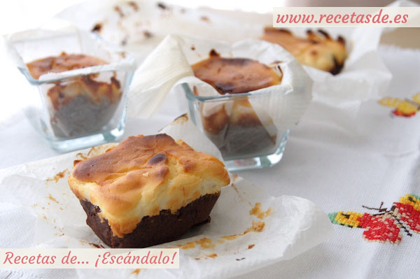 Receta de brownie de chocolate y tarta de queso con nueces