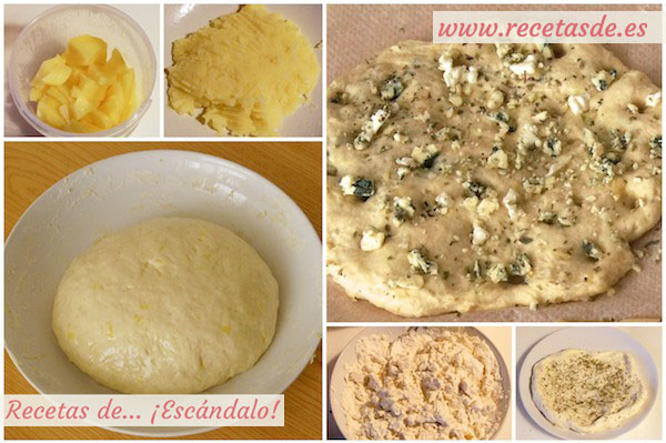 Receta de focaccia italiana con roquefort y hierbas