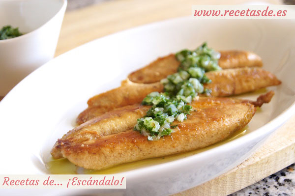 Receta de huevas de pescado aliñadas con salsa verde