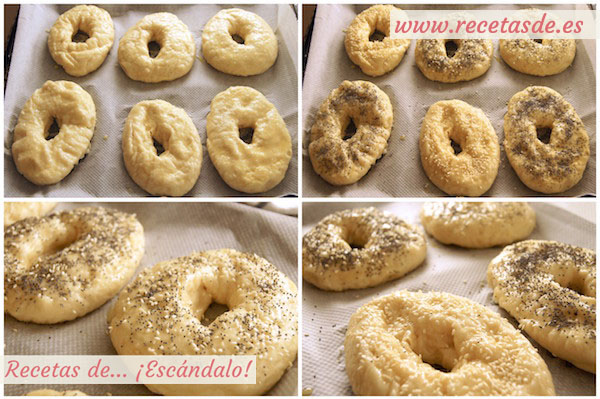 Bagels recubiertos de semillas de amapola y sésamo