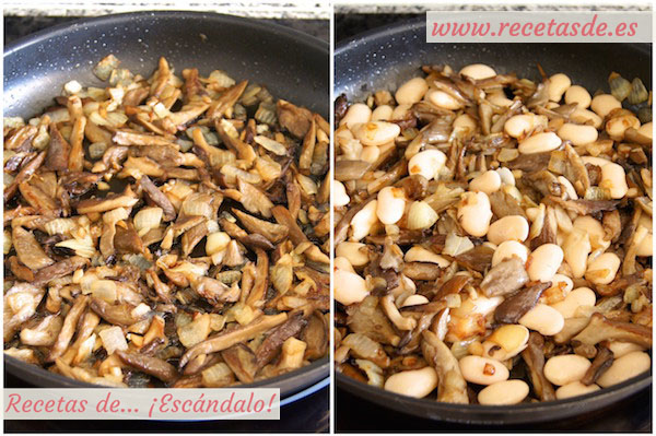 Receta de ensalada templada de alubias blancas y setas con comino
