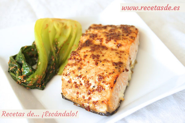 Receta de salmón al horno con salsa de mostaza y miel