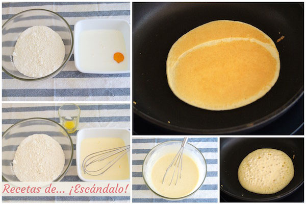 Como hacer tortitas americanas caseras o pancakes, receta