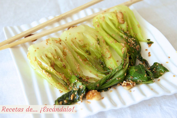 Receta de pak choi salteado con sésamo