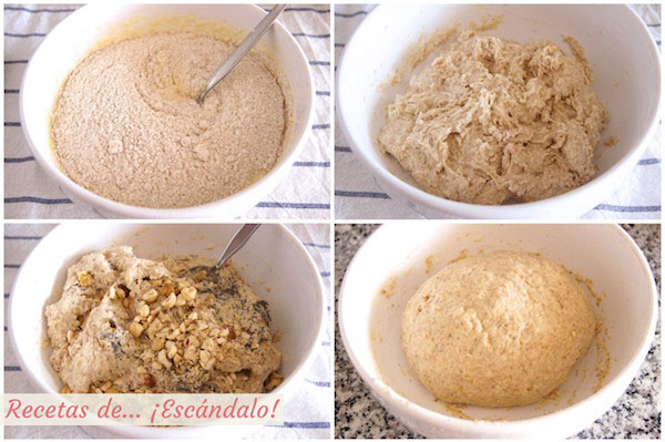 Preparando la masa del pan de molde integral casero