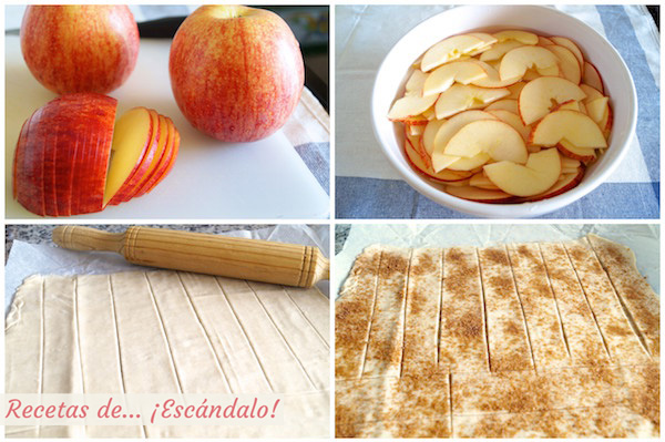 Preparando rosas de manzana y hojaldre