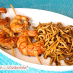 Brochetas de langostinos a la plancha
