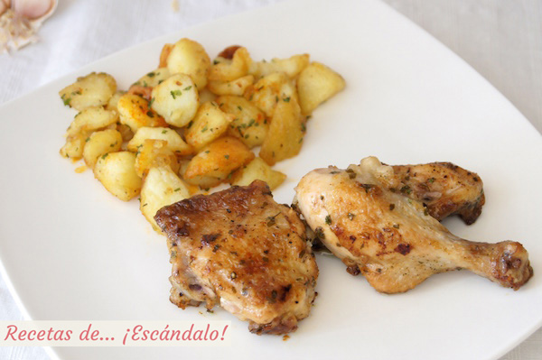 Receta de pollo al ajillo con patatas