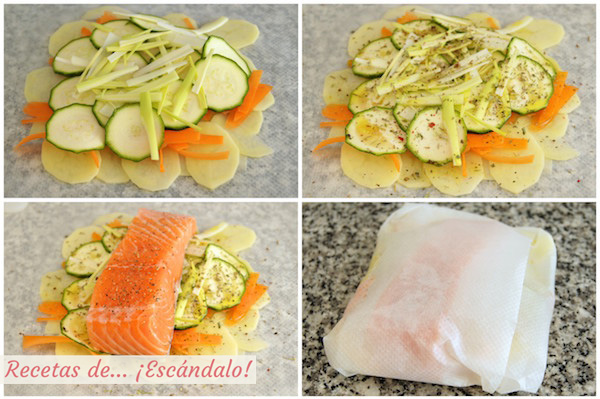 Como hacer la recta de salmon en papillote al horno
