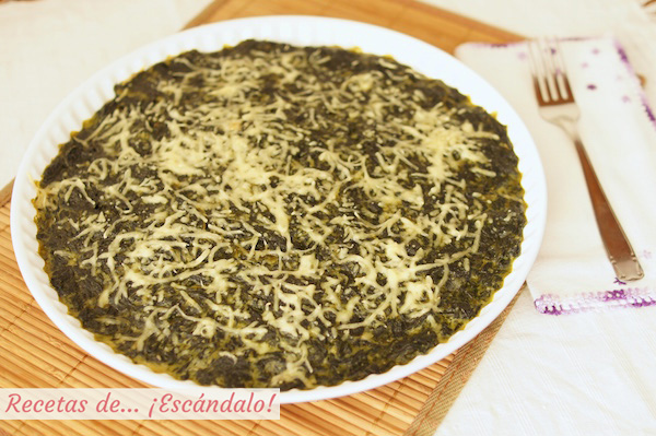 Receta de espinacas a la crema gratinadas, muy facil