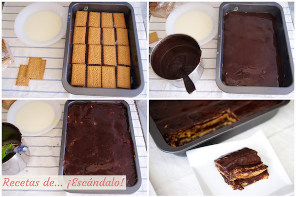 Como hacer tarta de la abuela, tarta de chocolate, galletas y natillas