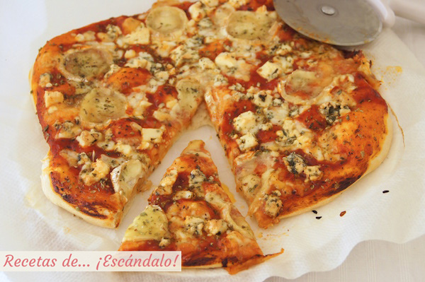 Receta de pizza 4 quesos con masa de pizza casera