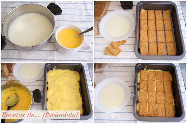 Tarta de la abuela, tarta de chocolate, galletas y natillas