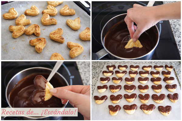 Cobertura de chocolate para las palmeritas de hojaldre