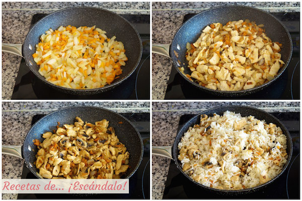 Como hacer arroz al curry con pollo y verduras