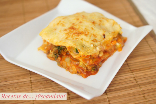 Receta de lasana de verduras, vegetariana y saludable