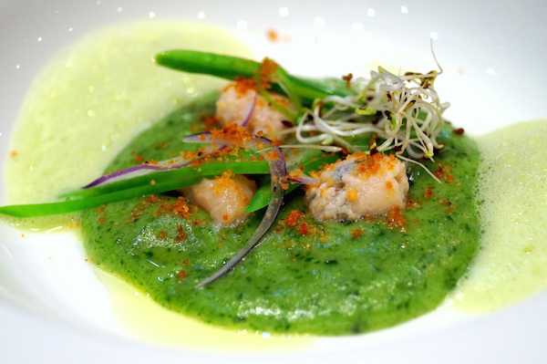 Guiso verde con noquis de gambas de el posit