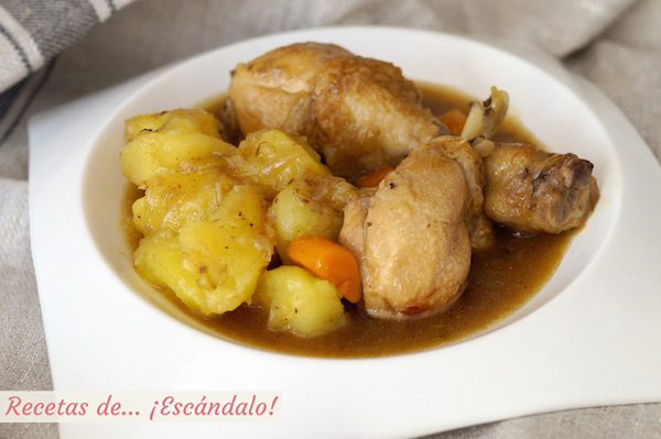 Receta de muslos de pollo a la cerveza con patatas