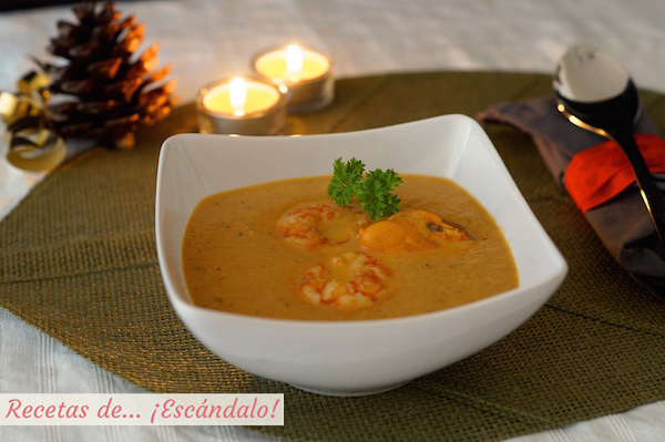 Crema de marisco. Receta facil para Navidad
