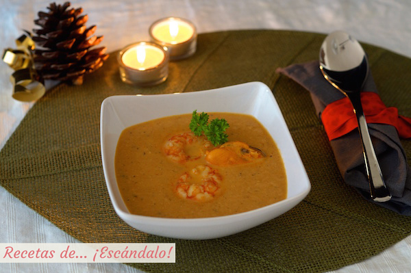 Receta de crema de marisco facil para Navidad