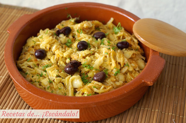 Receta portuguesa de bacalao dorado o bacalhau a bras