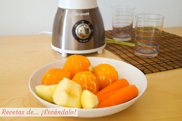 Ingredientes para el smoothie de zanahoria, naranja y jengibre