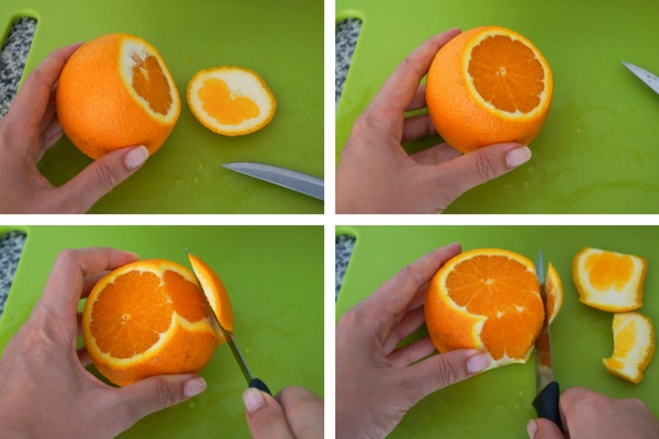 Pelar naranja a piel