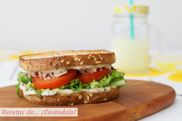 Receta de sandwich vegetal con atun y mayonesa a mi manera