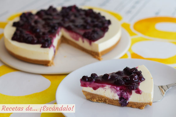Receta de tarta de queso fria con arandanos sin horno