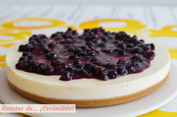 Receta de tarta de queso y arandanos fria