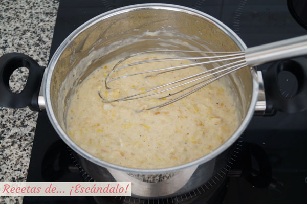Bechamel con verduras y bacalao