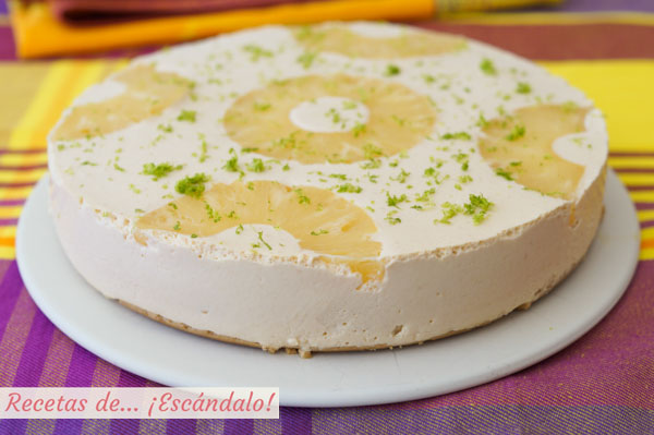 Tarta de pina y yogur fria sin horno