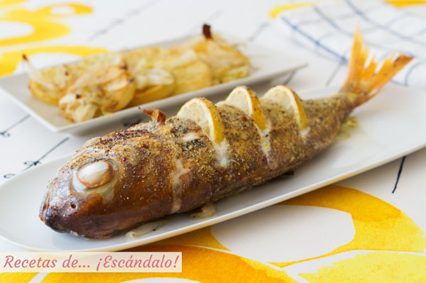 Receta de besugo al horno con patatas al vino y limon