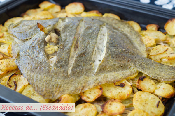 Receta de rodaballo al horno con patatas panaderas