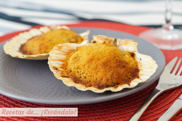 Receta de vieiras a la gallega, rellenas y gratinadas en el horno
