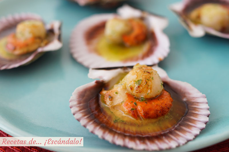 Zamburinas a la plancha con salsa verde. Receta muy facil