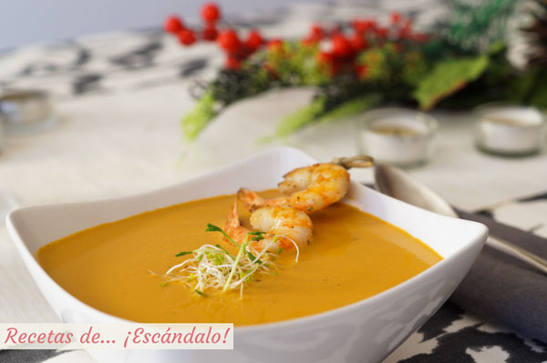 Crema de langostinos, receta casera