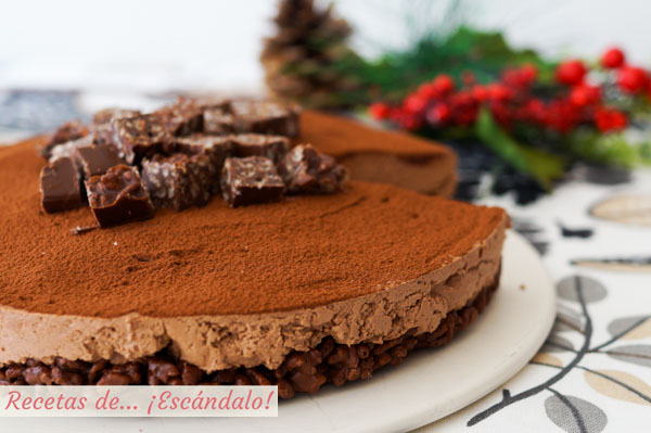 Receta muy facil y sin horno de tarta de turron de chocolate y queso