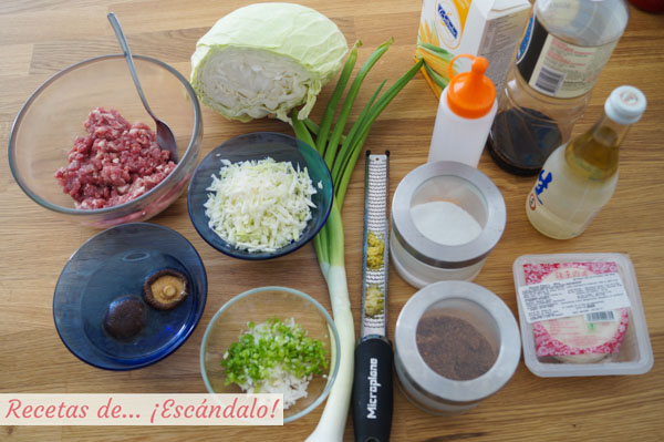 Ingredientes gyozas o empanadillas japonesas